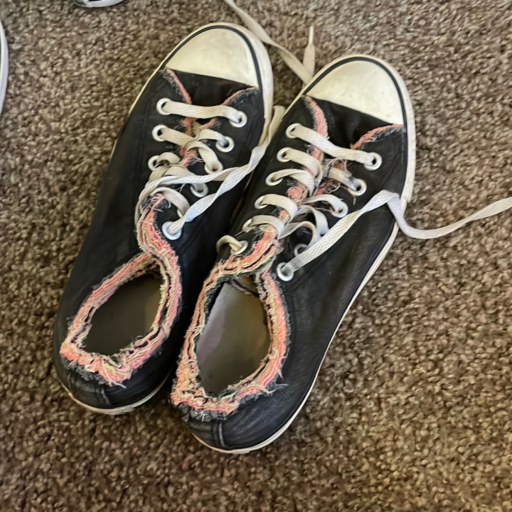 frayed style low converse, a little faded in some spots, wore these for hiking